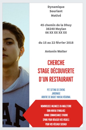 Stage d’observation de 3ème  comment créer un CV original ? Avec Adobe