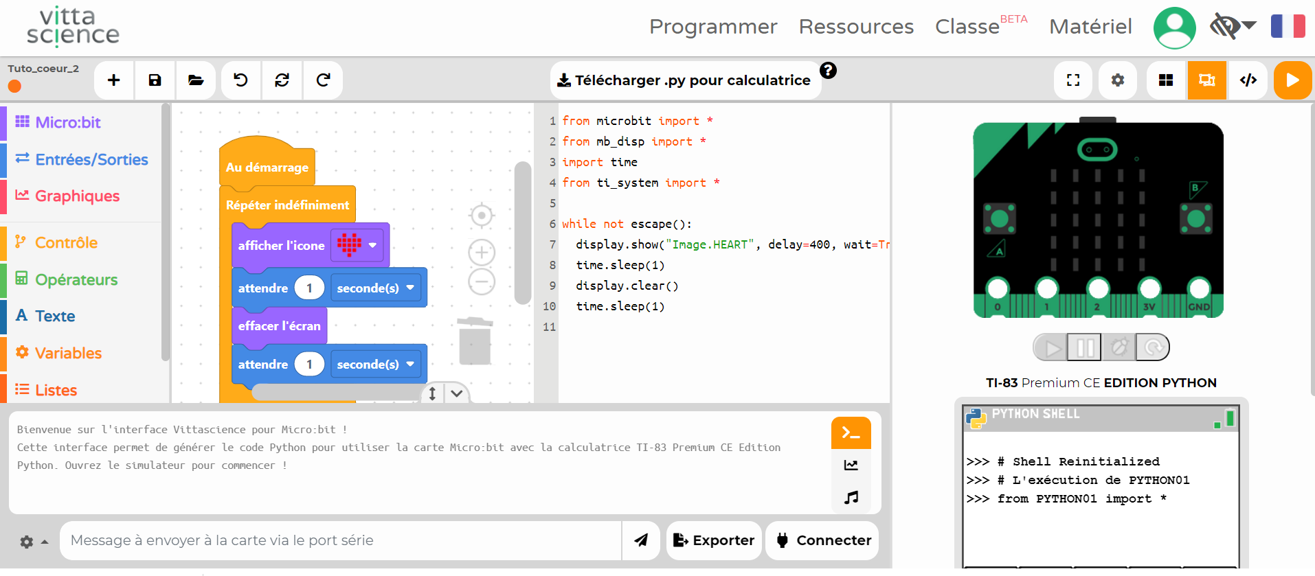 Simulateur de code et activités en ligne avec la carte BBC micro:bit :  Vittascience et Texas Instruments innovent pour la SNT - Ludomag